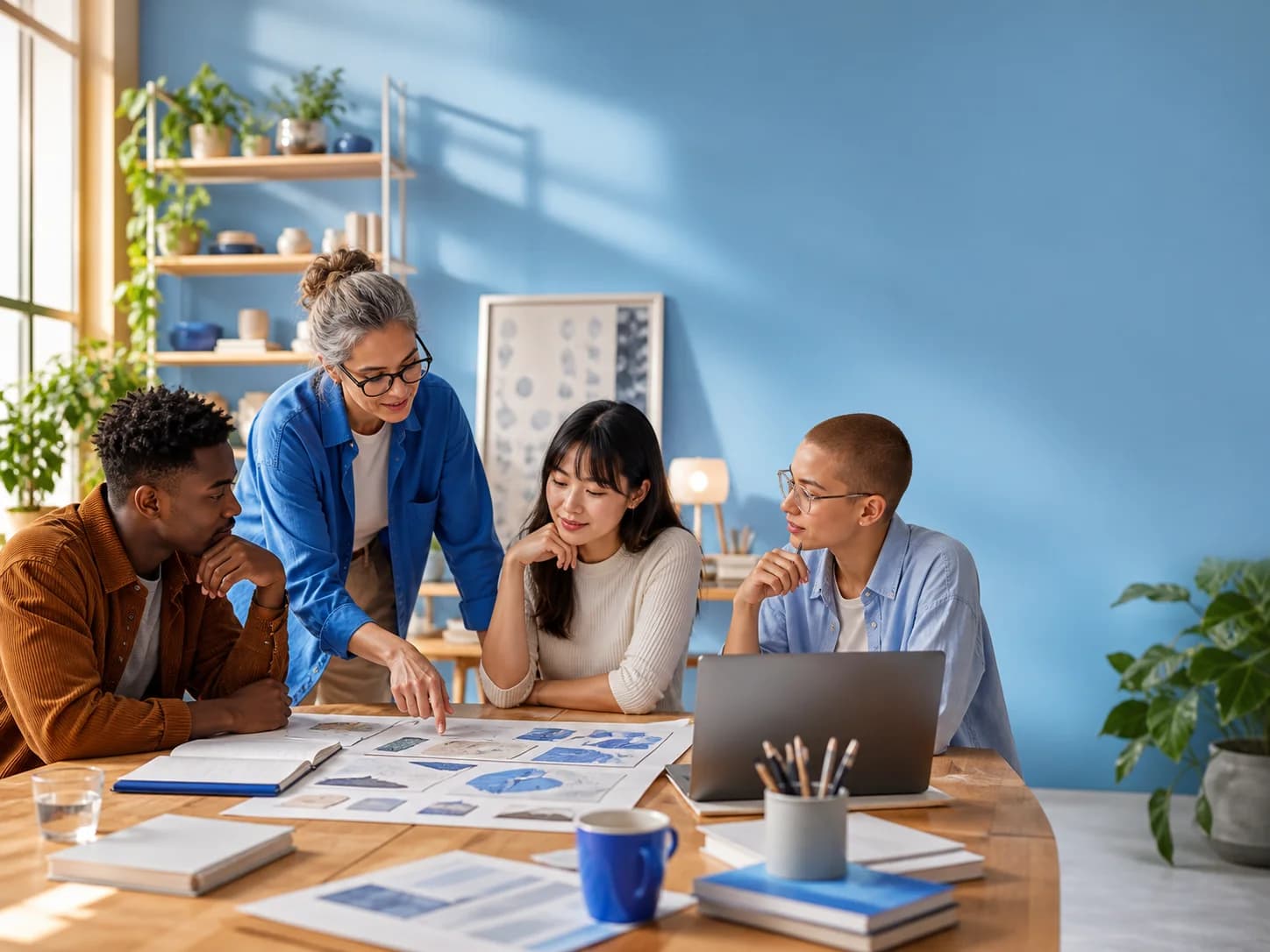 An instructor guiding learners through a collaborative project